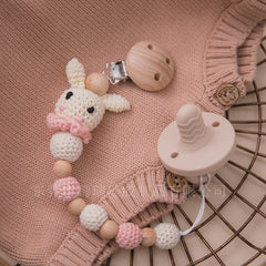 Handmade Crochet Bunny Pacifier Chain for Babies