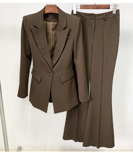 Stylish Long Blazer with Flared Pants Set